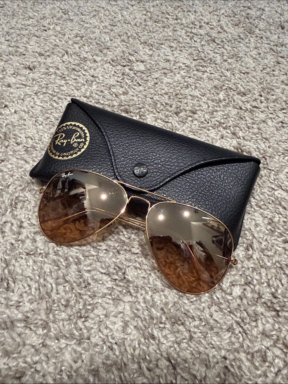 Ray-Ban Women’s Gold Frame Brown Gradient Aviator Sunglasses